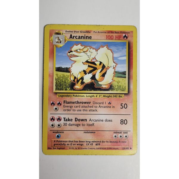 Excellent Arcanine 23/102  Base Set Unlimited Pokemon Card