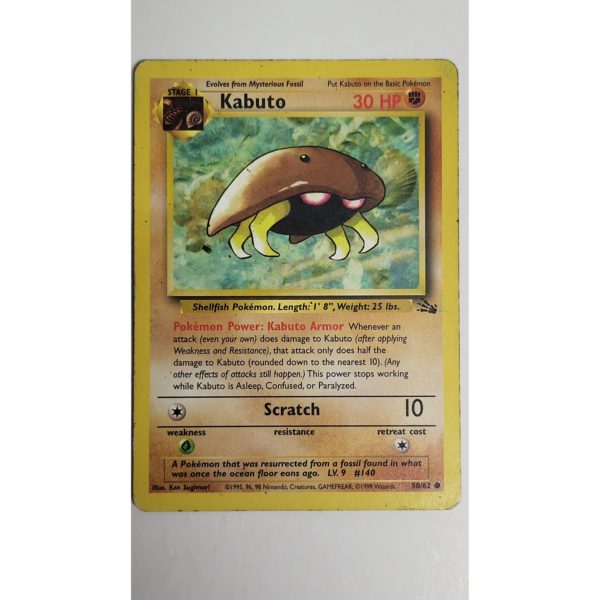 Excellent Kabuto 50/62 Fossil Set Pokemon Card