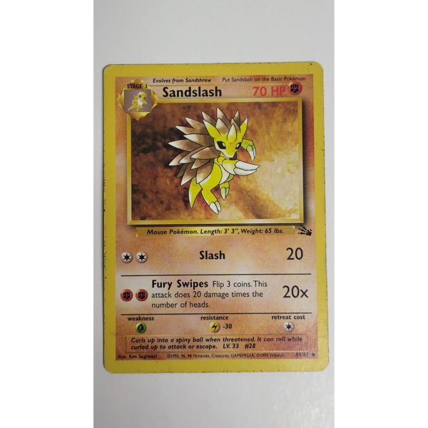 Excellent Sandslash 41/62 Fossil Set Pokemon Card
