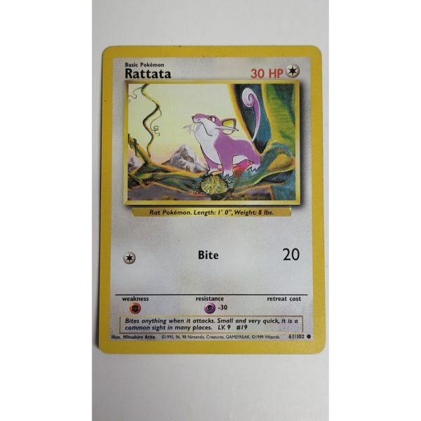 Excellent Rattata 61/102 Base Set Unlimited Pokemon Card