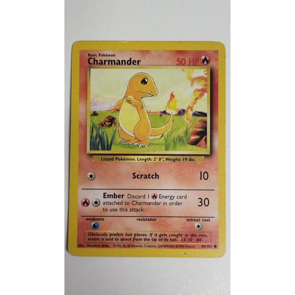 Excellent Charmander 46/102 Base Set Unlimited Pokemon Card