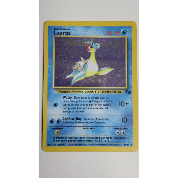 Excellent Lapras 10/62 Fossil Set Pokemon Card