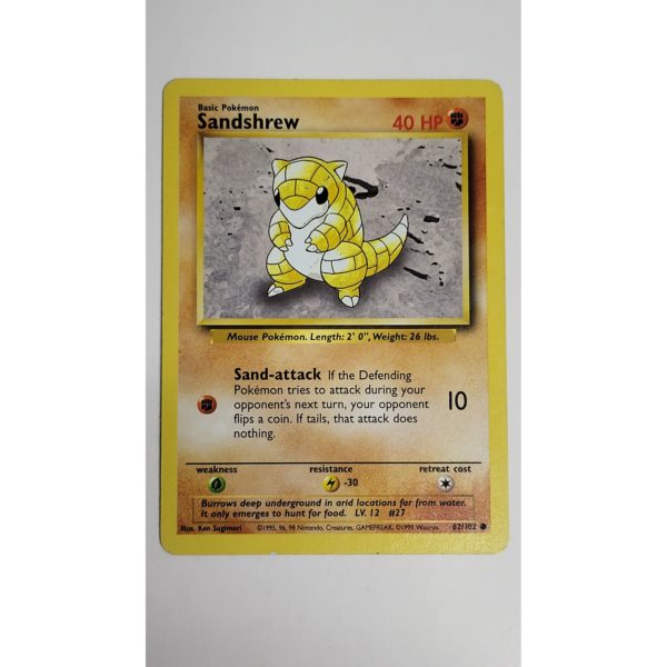 Near Mint Sandshrew 62/102 Base Set 2 Pokemon Card
