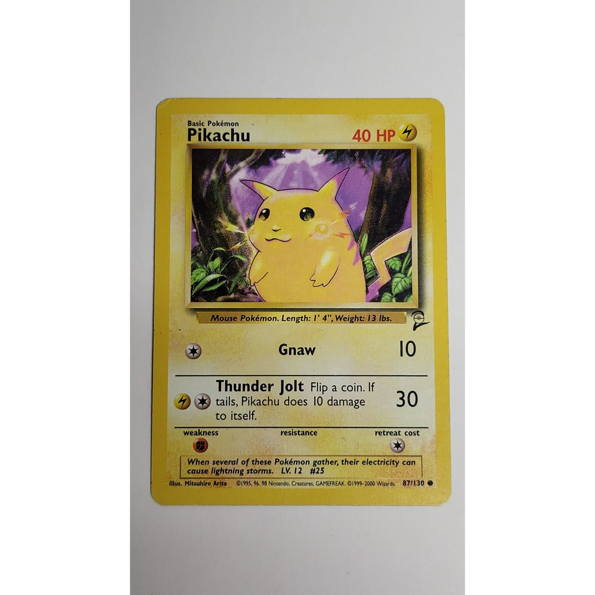 Pikachu Common Pokemon Card Original Base-2 Set Series 87/130