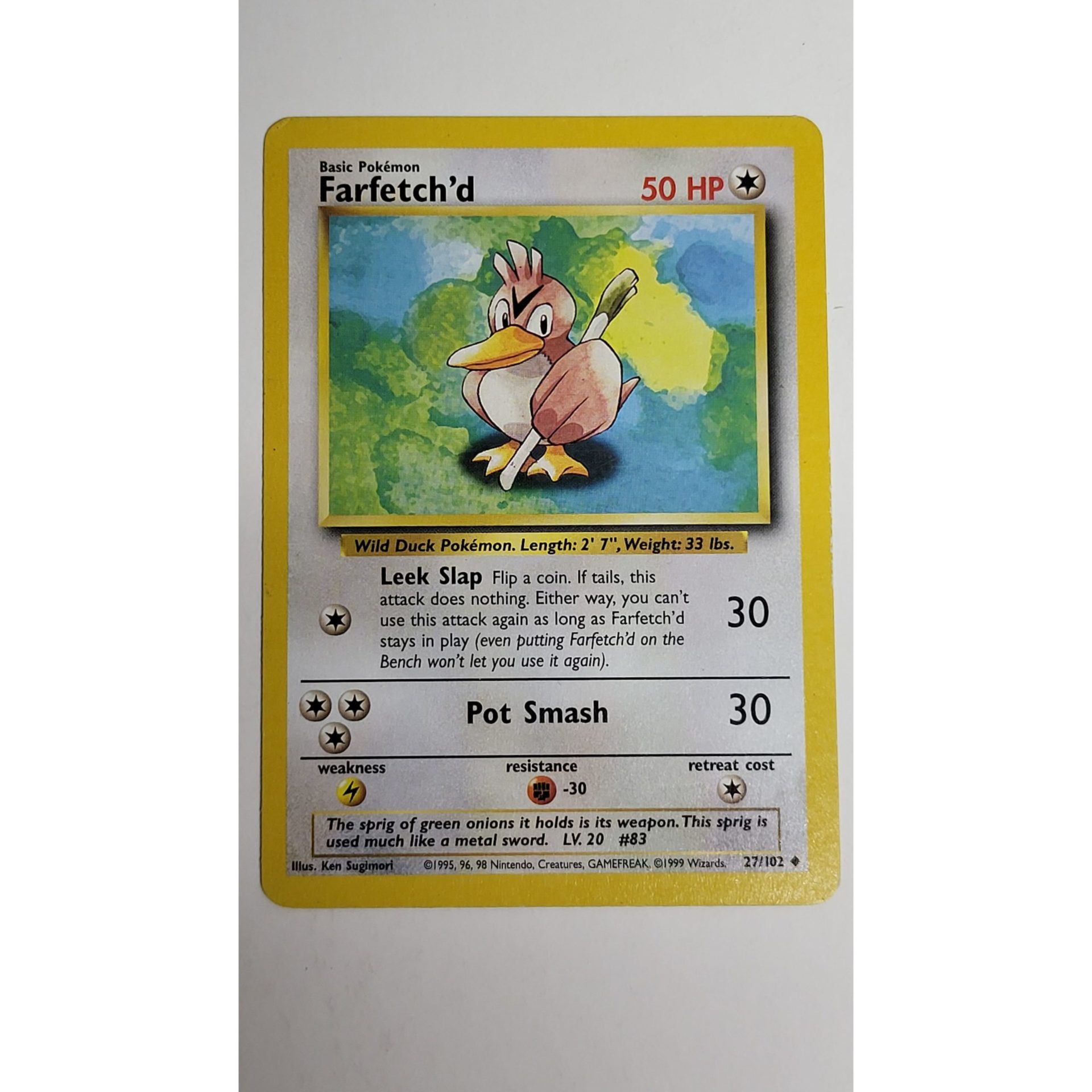 Near Mint Farfetch'd 27/102 Base Set Unlimited Pokemon Card - Nokomis  Bookstore & Gift Shop