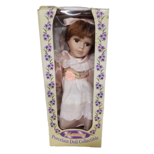 Vintage 1999 Collectible Memories Porcelain Doll 11" Pink Praire Dress