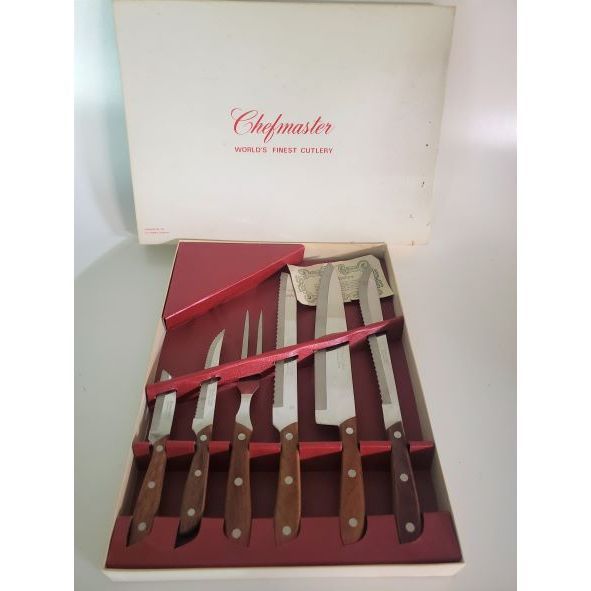 VINTAGE KALMAR MASTER CHEF KNIVES 3-PIECE CUTLERY KNIFE SET w/BOX