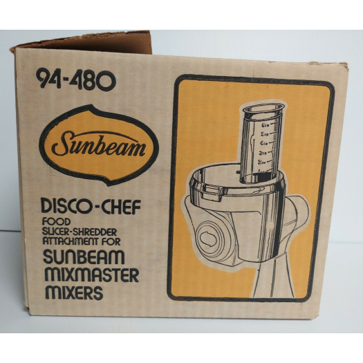 Vintage 1979 Sunbeam Disco-Chef Food Slicer-Shredder Attachment For Sunbeam Mixmaster Mixers #94-480