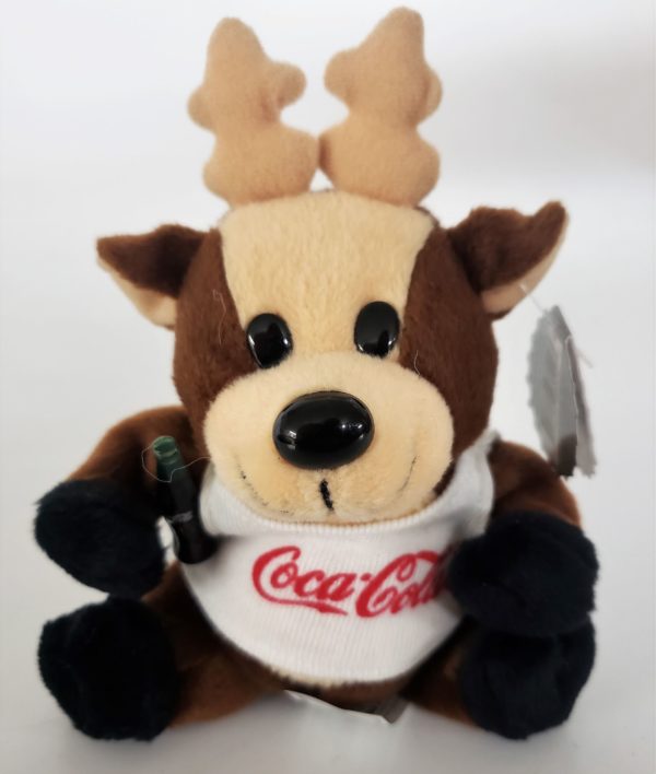 1997 Collectible Coca-Cola Brand Bean Bag Plush - Reindeer In Coca-Cola Tank Top