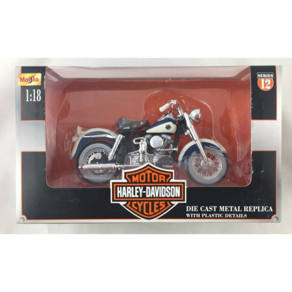 2001 Maisto Harley Davidson 1958 FLH Duo-Glide Motorcycle Diecast 1:18 Series 12