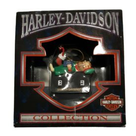 1997 Harley Davidson Christmas Ornament Harley Elf Sleeping in Saddlebag