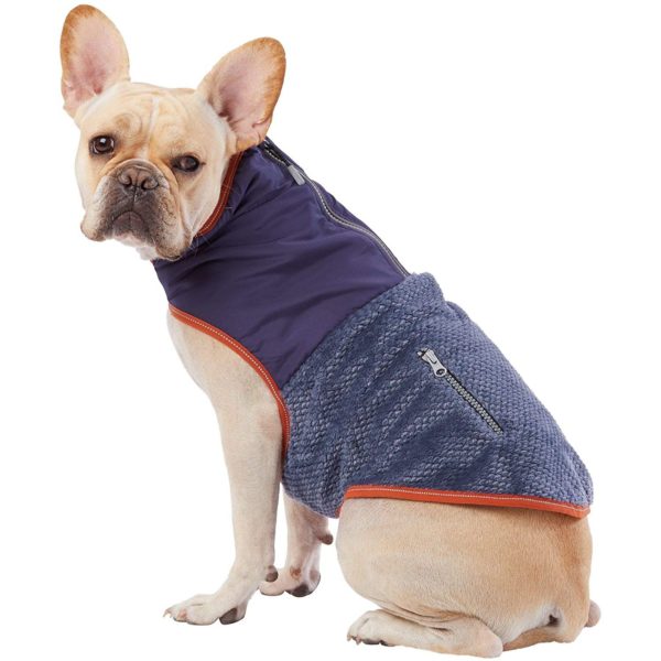 TOP PAW Navy & Orange Reflective Dog Fleece Jacket Size Large