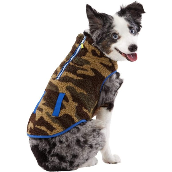 TOP PAW Blue Trim Camo Fleece Dog Jacket Size Medium