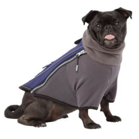 Top Paw Fleece Turtleneck Reflective Dog Coat Blue/Grey Size X-Large