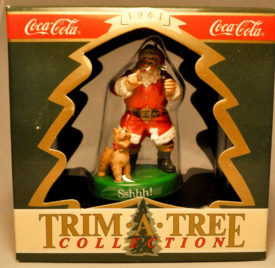 Enesco: Sshhh! - Santa & Puppy - Coca-Cola - Trim A Tree Collection - Ornament