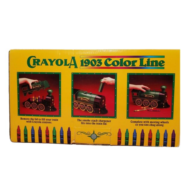 Vintage 1994 CRAYOLA 1903 COLOR LINE TRAIN Engine Crayon Holder w Sharpener