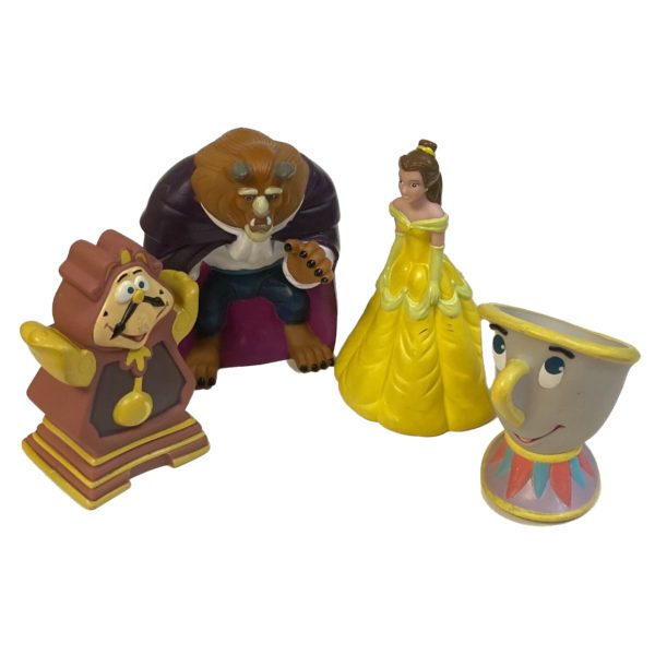 Vintage 1992 Disney Hand Puppet Beauty And The Beast Pizza Hut 4 Piece Set