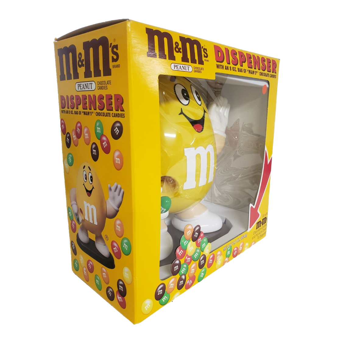 M & M CANDY DISPENSER FOR ALL CANDY LOVERS - Yellow (Fit MM Chocolate, Not  Peanut)