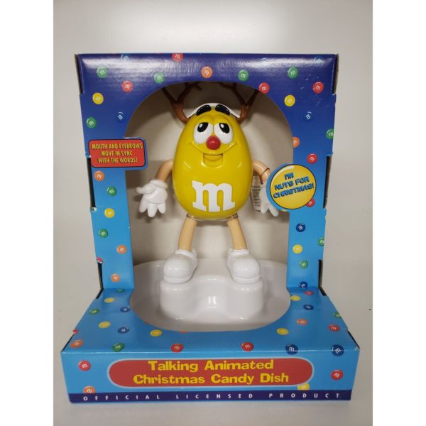 M&M's Talking Animated "YELLOW" Christmas Candy Dish Limited Edition Collectible