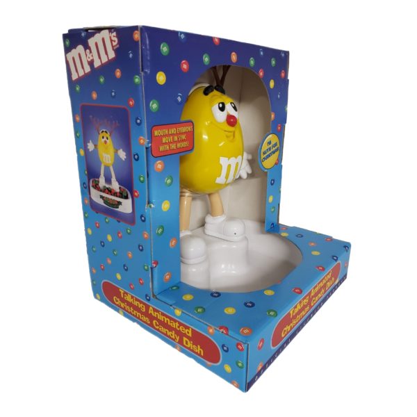 M&M's Talking Animated "YELLOW" Christmas Candy Dish Limited Edition Collectible