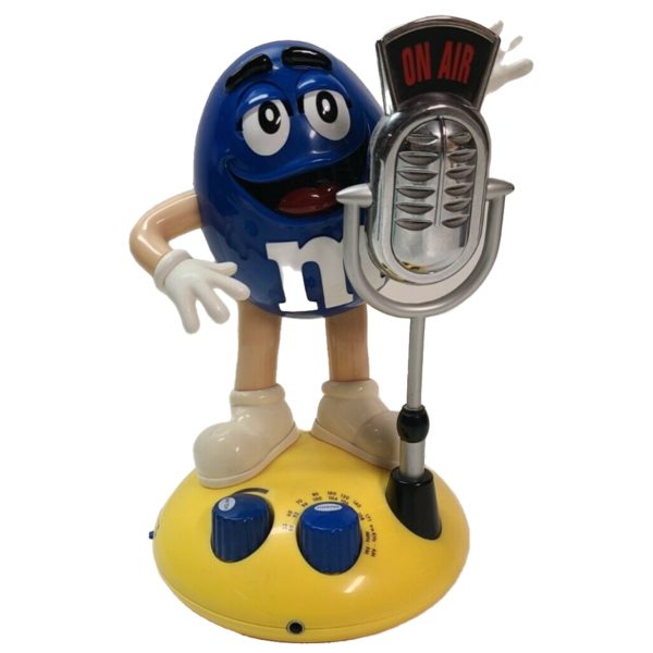 M&M's BLUE Animated AM/FM Radio w/Built In Speaker Talking Motion Activated