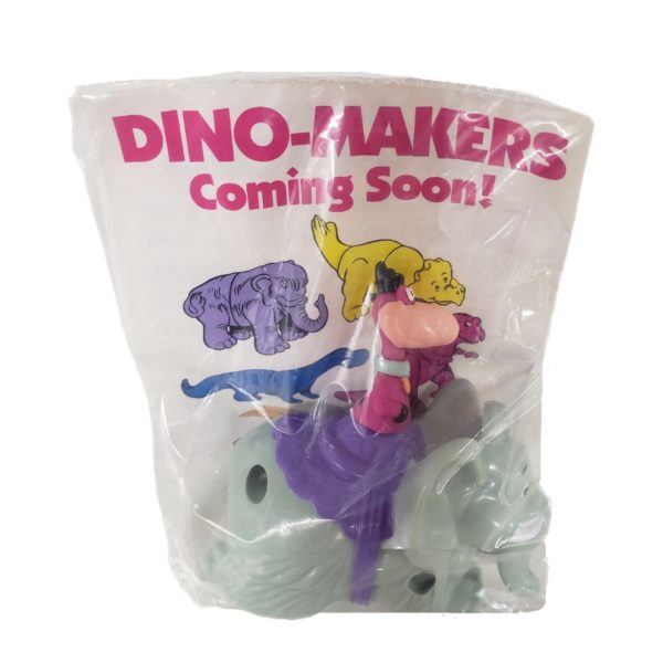 1991 Denny's Flintstones Dino-Racers Dino on Woolly Mammoth Pull Back Toy