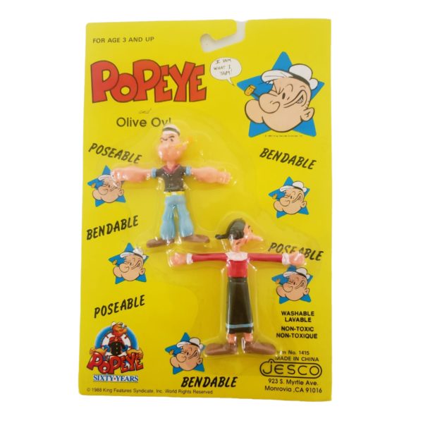 Vintage 1988 Jesco Popeye & Olive Oyl Bendable 3" Figures