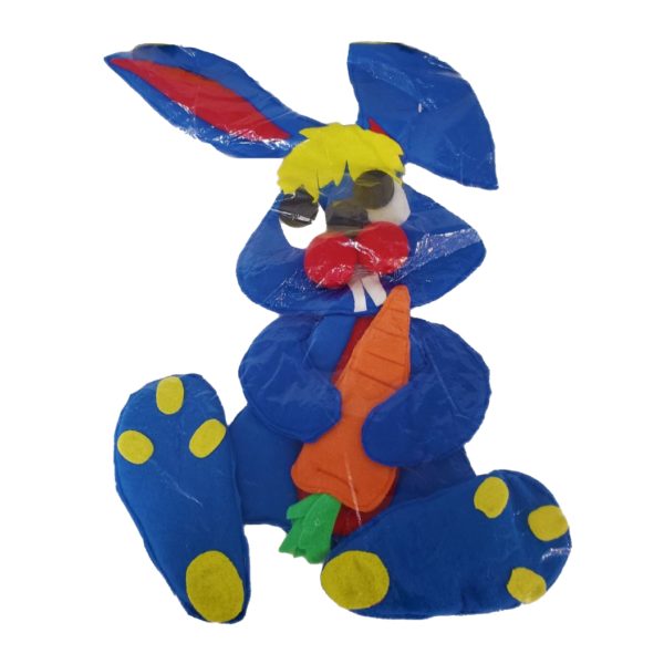 Vintage A World of Fun on the Wall Handcrafted Nursery Wall Hanging 25" x 16" - Blue Bunny Rabbit