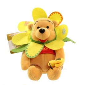 Disney Store Winnie The Pooh FLOWER Pooh Mini Bean Bag Plush 8"