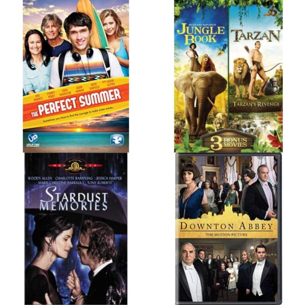 DVD Assorted Movies 4 Pack Fun Gift Bundle: The Perfect Summer  Jungle Book & Tarzan  Stardust Memories  Downton Abbey