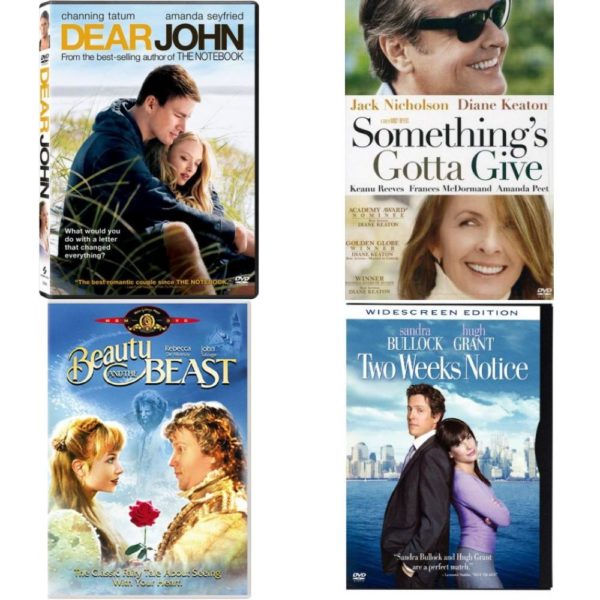 DVD Assorted Romance Movies DVD 4 Pack Fun Gift Bundle: Dear John  Something's Gotta Give  Beauty and the Beast  Two Weeks Notice Widescreen