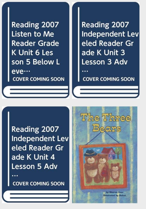 Children's Fun & Educational 4 Pack Paperback Book Bundle (Ages 3-5): Reading 2007 Listen to Me Reader, Grade K, Unit 6, Lesson 5, Below Level: The Big Bug, READING 2007 INDEPENDENT LEVELED READER GRADE K UNIT 3 LESSON 3 ADVANCED, READING 2007 INDEPENDENT LEVELED READER GRADE K UNIT 4 LESSON 5 ADVANCED, READING 2000 LEVELED READER 1.17A THE THREE BEARS Scott Foresman Reading: Blue Level