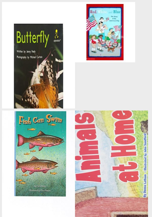 Children's Fun & Educational 4 Pack Paperback Book Bundle (Ages 3-5): Butterfly Alphakids, Red White And Blue, Reading 2007 Independent Leveled Reader Grade K Unit 4 Lesson 1 Advanced Scott Foresman Reading Street, Reading 2007 Kindergarten Student Reader Grade K Unit 6 Lesson 6 on Level Animals At Home