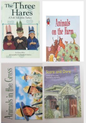 Children's Fun & Educational 4 Pack Paperback Book Bundle (Ages 3-5): READING 2000 LEVELED READER 1.26B THE THREE HARES Scott Foresman Reading: Blue Level, Animals on the Farm Reading Discovery, Reading 2007 Independent Leveled Reader Grade K Unit 2 Lesson 3 Adanced Scott Foresman Reading Street, Scare and Dare Alphakids