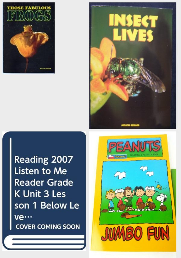 Children's Fun & Educational 4 Pack Paperback Book Bundle (Ages 3-5): Those Fabulous Frogs, Insect Lives, READING 2007 LISTEN TO ME READER GRADE K UNIT 3 LESSON 1 BELOW LEVEL: PANDA NAP, Peanuts Jumbo Fun Coloring & Activity Book - Peanuts Gang Baseball Cover