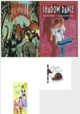 Children's Fun & Educational 4 Pack Paperback Book Bundle (Ages 3-5): Godzilla on Monster Island, LITTLE CELEBRATIONS GUIDED READING CELEBRATE READING! LITTLE CELEBRATIONS GRADE K: SHADOW DANCE COPYRIGHT 1995, Reading 2007 Kindergarten Student Reader Grade K Unit 3 Lesson 5 on Level Pop! Pop! Pop!, Snails in School!