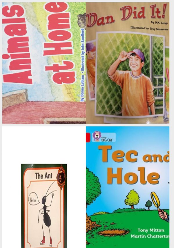 Children's Fun & Educational 4 Pack Paperback Book Bundle (Ages 3-5): Reading 2007 Kindergarten Student Reader Grade K Unit 6 Lesson 6 on Level Animals At Home, READING 2007 LISTEN TO ME READER GRADE K UNIT 3 LESSON 3 BELOW LEVEL: DAN DID IT!, The Ant Rays Readers, Tec and the Hole Collins Big Cat