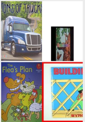 Children's Fun & Educational 4 Pack Paperback Book Bundle (Ages 3-5): Tons of Trucks, READING 2007 KINDERGARTEN STUDENT READER GRADE K UNIT 3 LESSON 6 ON LEVEL Chameleons, The Fleas Plan, Building a House