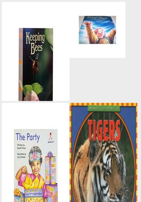 Children's Fun & Educational 4 Pack Paperback Book Bundle (Ages 3-5): Keeping Bees Newbridge Discovery Links, Wind Power, The Party Alaphakids, Tigers Animals I See at the Zoo
