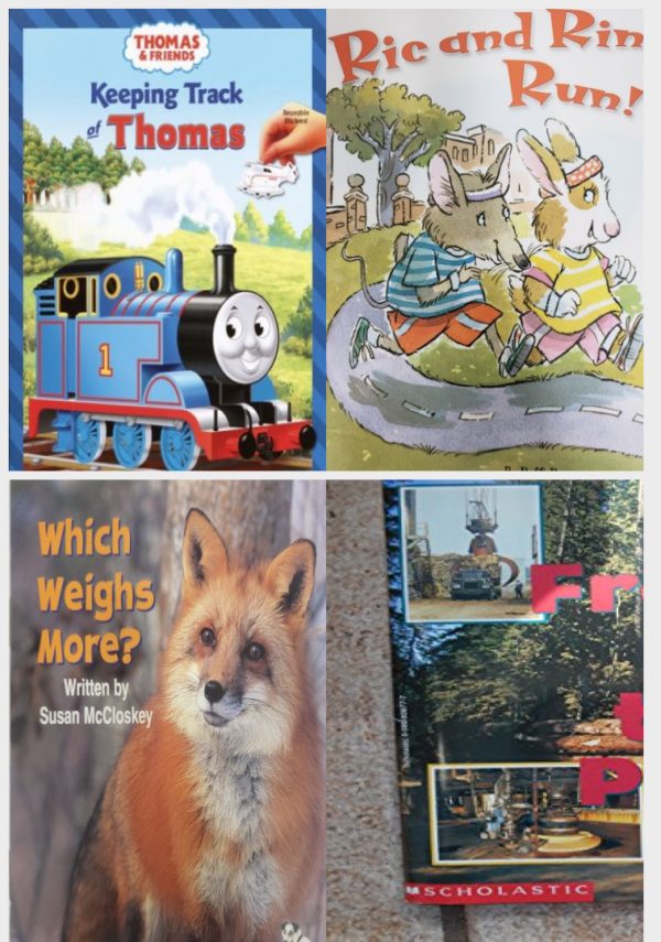 Children's Fun & Educational 4 Pack Paperback Book Bundle (Ages 3-5): Keeping Track of Thomas - A Big Sticker Book, READING 2007 LISTEN TO ME READER GRADE K UNIT 3 LESSON 2 BELOW LEVEL: RIC and RIN RUN!, Little Celebrations, Non-Fiction, Which Weighs More?, From Tree To Paper: A Photo-Essay A Read And Learn Book