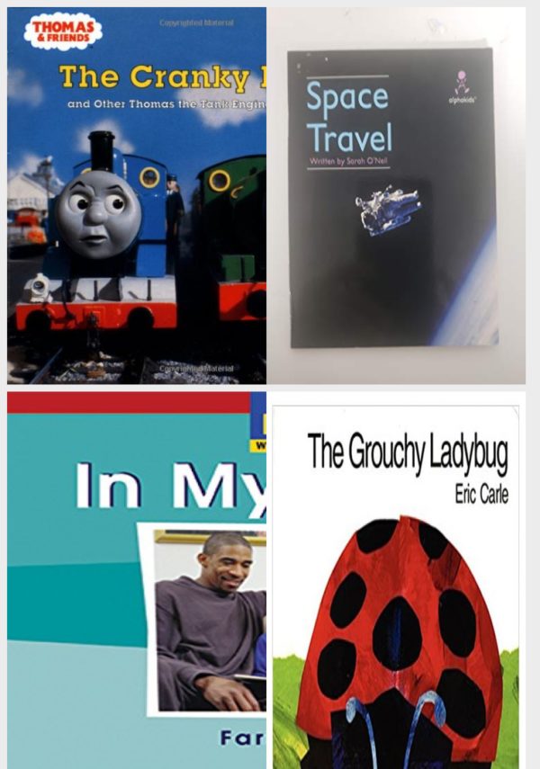 Children's Fun & Educational 4 Pack Paperback Book Bundle (Ages 3-5): The Cranky Day and other Thomas the Tank Engine Stories, Space Travel Alphakids, Windows on Literacy Emergent Social Studies: History/Culture: In My Family Rise and Shine, The Grouchy Ladybug