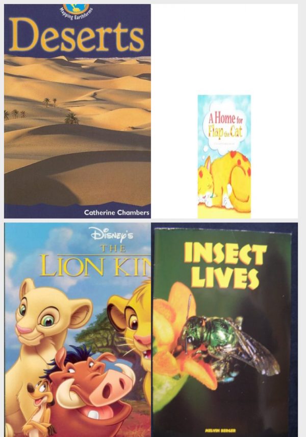 Children's Fun & Educational 4 Pack Paperback Book Bundle (Ages 3-5): Deserts Mapping Earthforms, Reading 2007 Kindergarten Student Reader Grade K Unit 4 Lesson 3 on Level A Home For Flap The Cap, Disneys the Lion King 2008 Storybook, Insect Lives