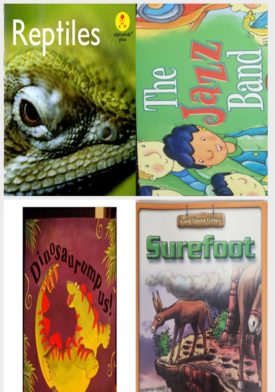 Children's Fun & Educational 4 Pack Paperback Book Bundle (Ages 3-5): Reptiles Alphakids Plus - Level 10, Reading 2007 Kindergarten Studeent Reader Grade K Unit 5 Lesson 5 on Level The Jazz Band, Dinosaurumpus!, SUREFOOT