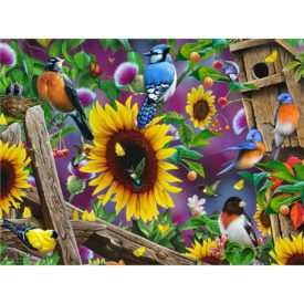 SunsOut Fenceline Birds 500 Piece Jigsaw Puzzle Artist Jerry Gadamaus