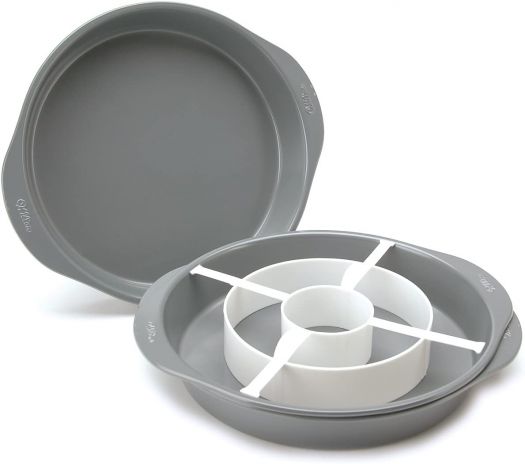 Wilton Round Checkerboard Cake Pan Set, Fun for Birthdays, Reveal Parties, Special Occasions, 4-Piece Set,Silver,9"