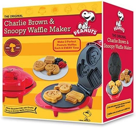 Smart Planet WM‐6S Peanuts Snoopy and Charlie Brown Waffle Maker, Red