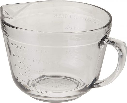 Anchor Hocking 2 Quart Glass Batter Bowl with Red Lid