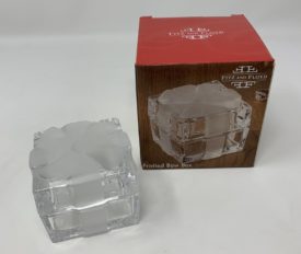 Fitz and Floyd “Frosted Bow Box” Glass Decorative Trinket Gift Box W/Frosted Bow 325022