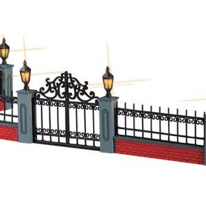 2005 Lemax Lighted Wrought Iron Fence Set Of 5 Holiday Village Battery Operated #54303