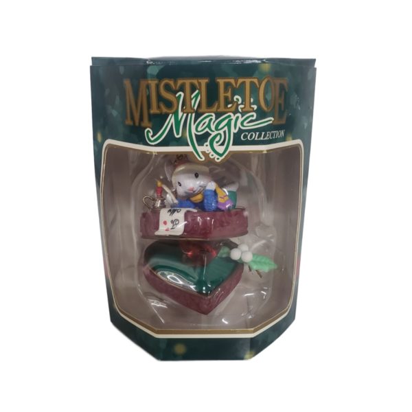 Mistletoe Magic Collection Christmas Ornament - Mouse on Heart Box with Heart Ring To My Love